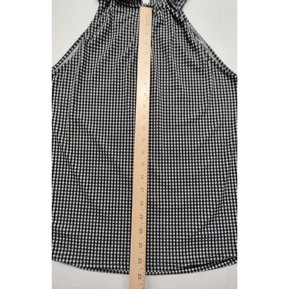Adrianna Papell women black/white check Halter-Top Shirt Med. keyhole high neck - Picture 11 of 15